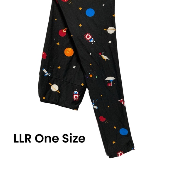 LuLaRoe One Size planets aliens galaxy astronaut leggings EUC 6224 - Picture 1 of 4